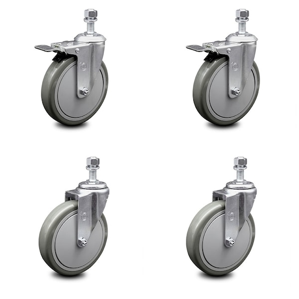 Service Caster 6 Inch Gray Polyurethane Swivel 12mm Stem Caster Total Lock Brake SCC, 2PK SCC-TSTTL20S614-PPUB-M1215-2-S-2 - main
